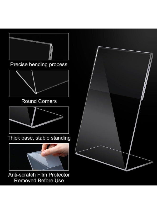 Rassam Al Khaleej Acrylic Desktop Photo Frames, 12 Pieces Clear Sign Holder, Slant Back Display Stand, 10x15cm, for Home Office Restaurant Desk - Image 2